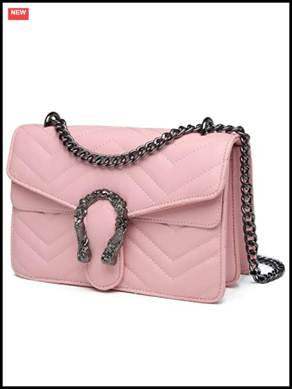 Faux Leather Snake Print Crossbody Chain Clutch Evening Bag